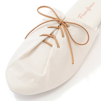 Satin Laceup Room Shoes Ivory