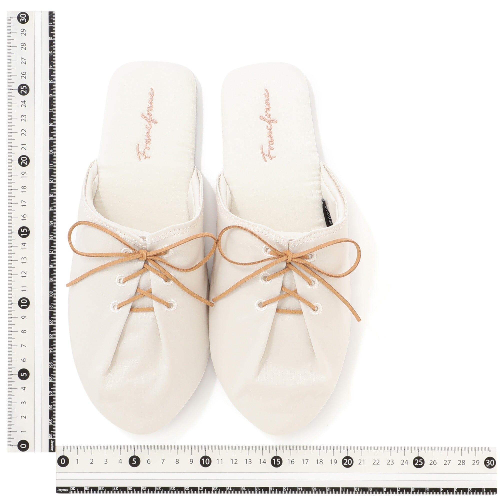 Satin Laceup Room Shoes Ivory