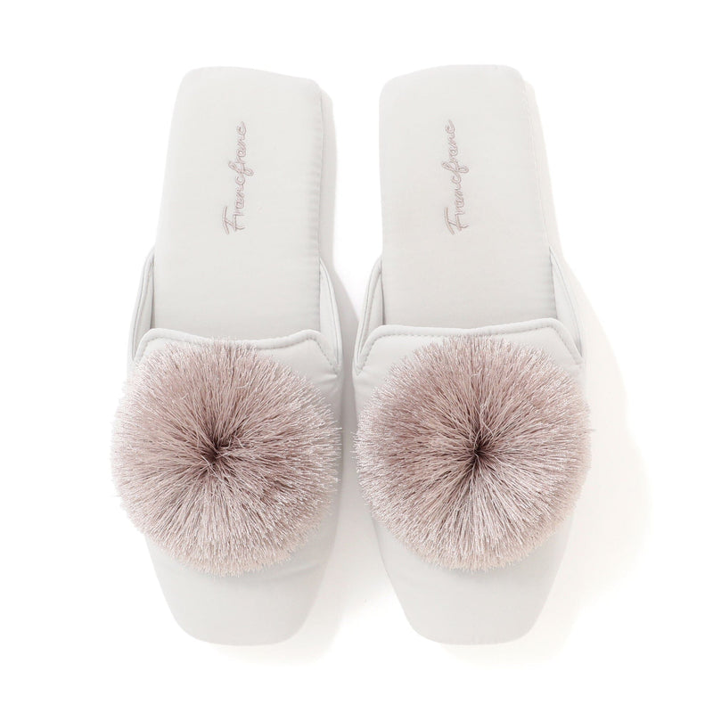 Round Tassel Room Shoes Light Gray