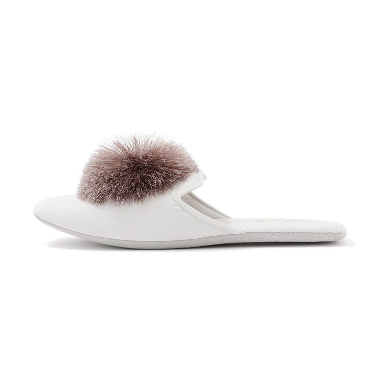 Round Tassel Room Shoes Light Gray