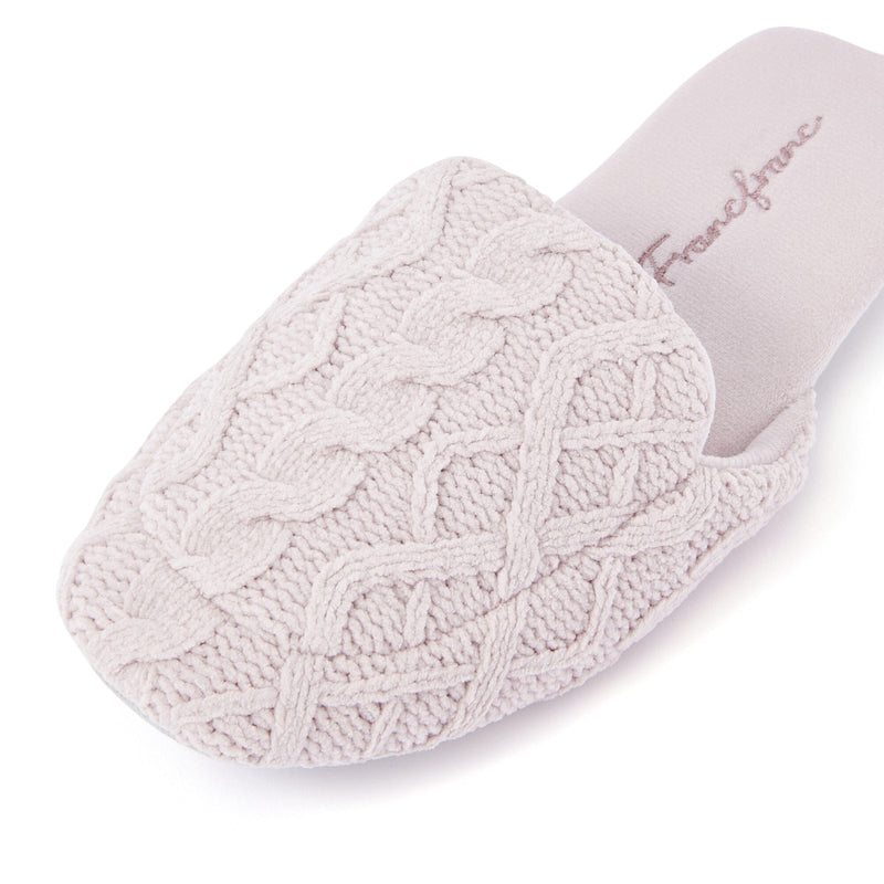 Cable Knit Room Shoes Light Pink