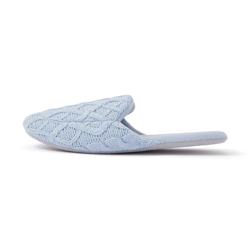 Cable Knit Room Shoes Light Blue