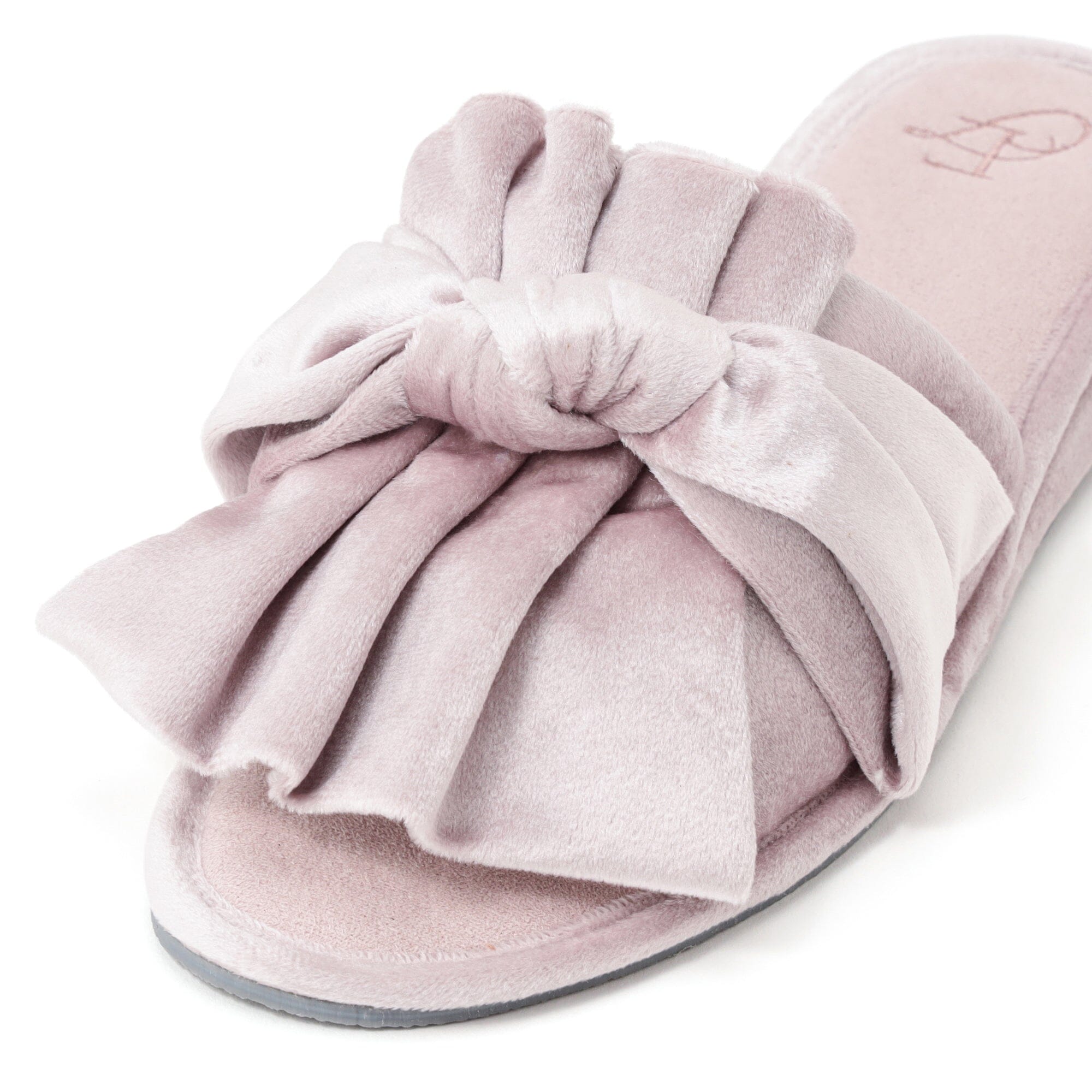 Velour Ribbon Room Shoes  Pink