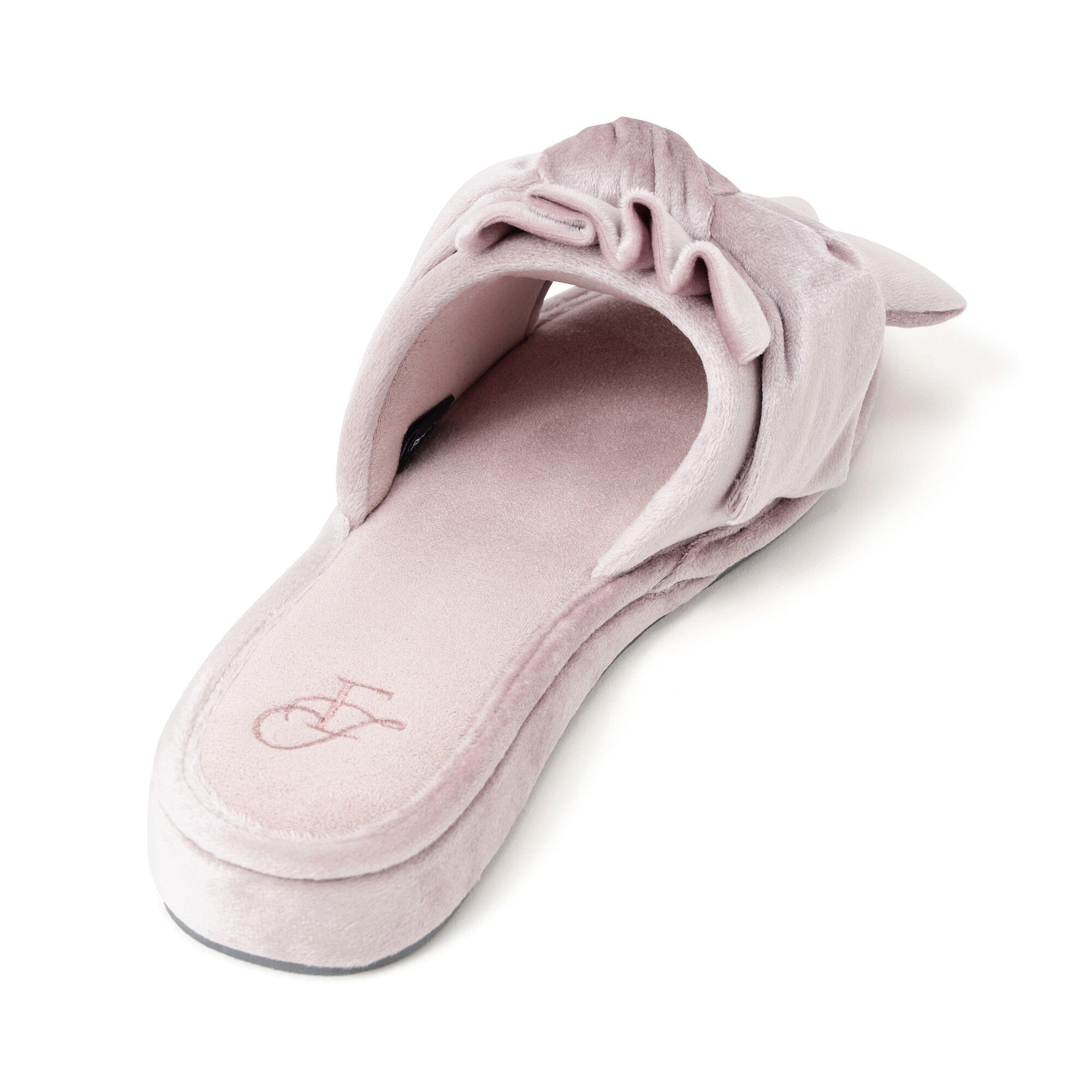 Velour Ribbon Room Shoes  Pink