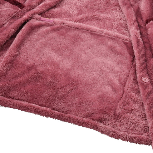 Warm Fleece Blanket Robe  Purple