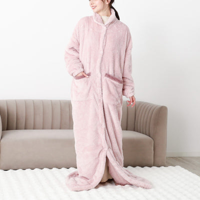 Warm Fleece Blanket Robe Pink