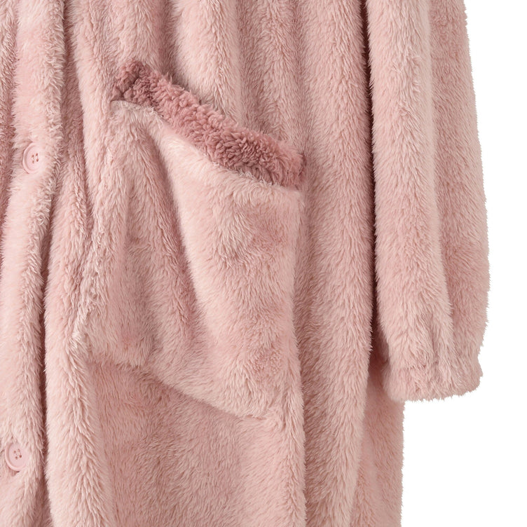 Warm Fleece Blanket Robe Pink