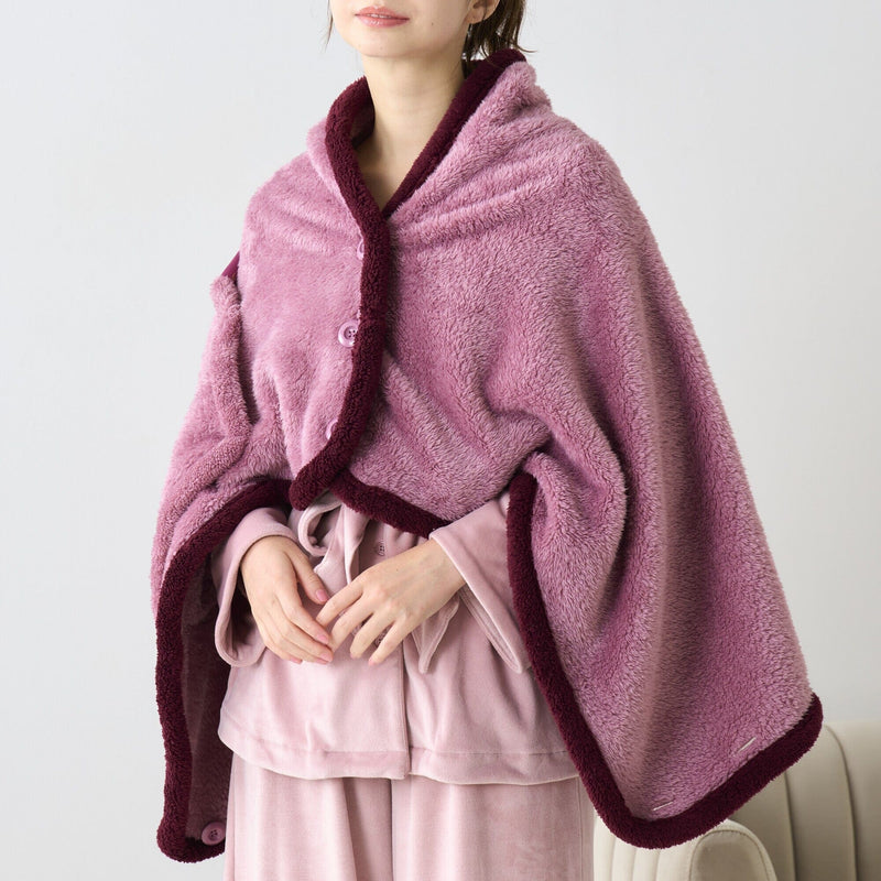 Warm Fleece 4Way Poncho Purple