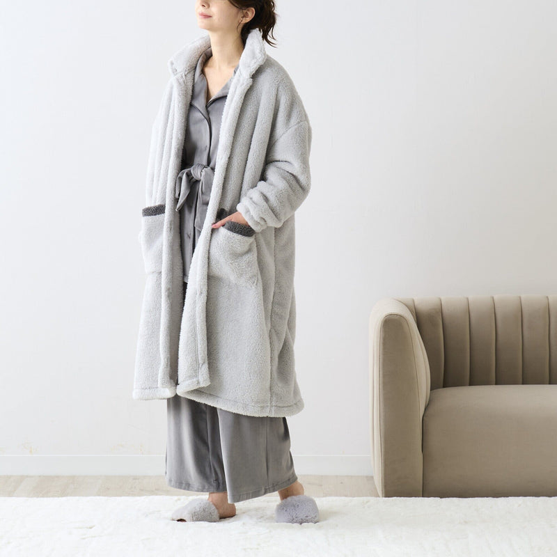 Warm Fleece Blanket Robe Grey