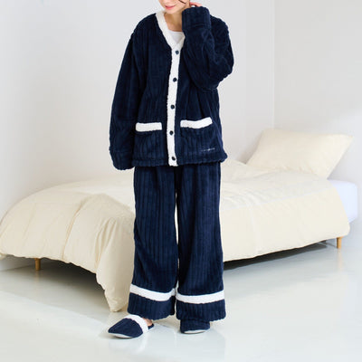 Warm Fleece Pajamas For Men Navy