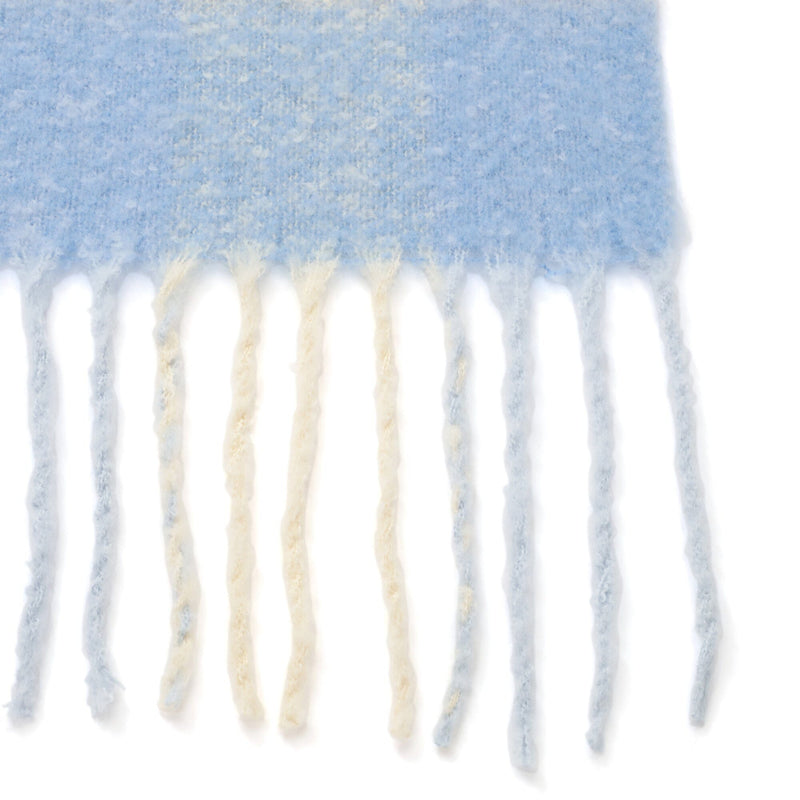 Mohair Like Scarf Check Blue