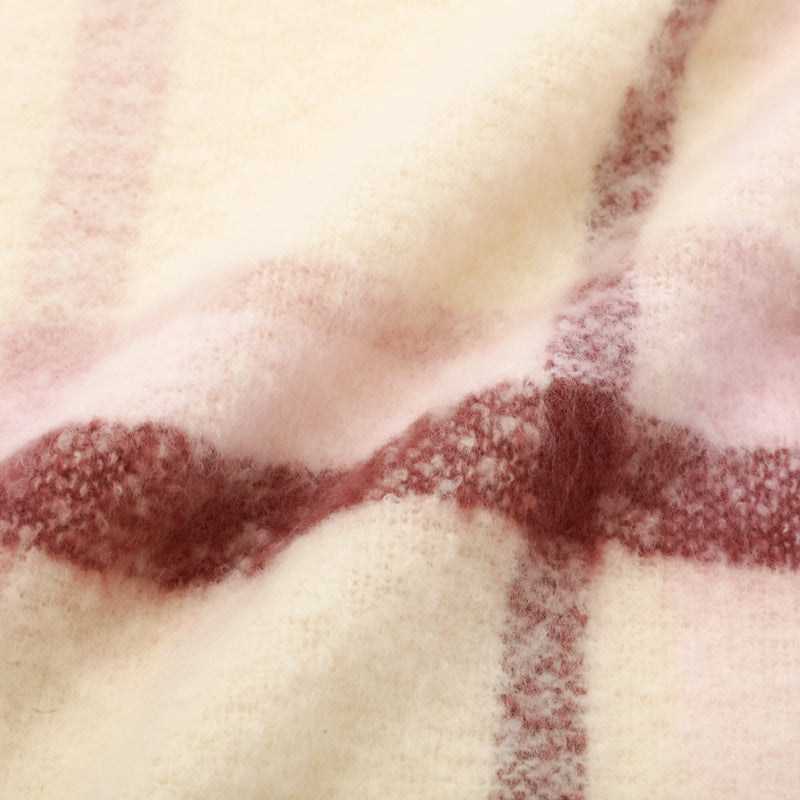 Mohair Like Scarf Check Pink