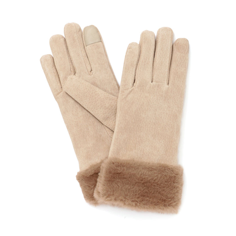 Suede Gloves Beige