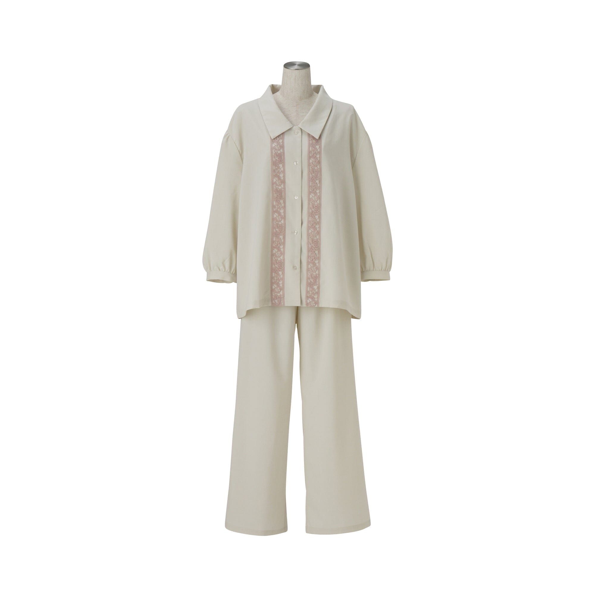 Temperature Control Lace Line Pajama Ivory