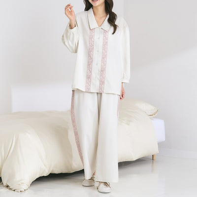 Temperature Control Lace Line Pajama Ivory