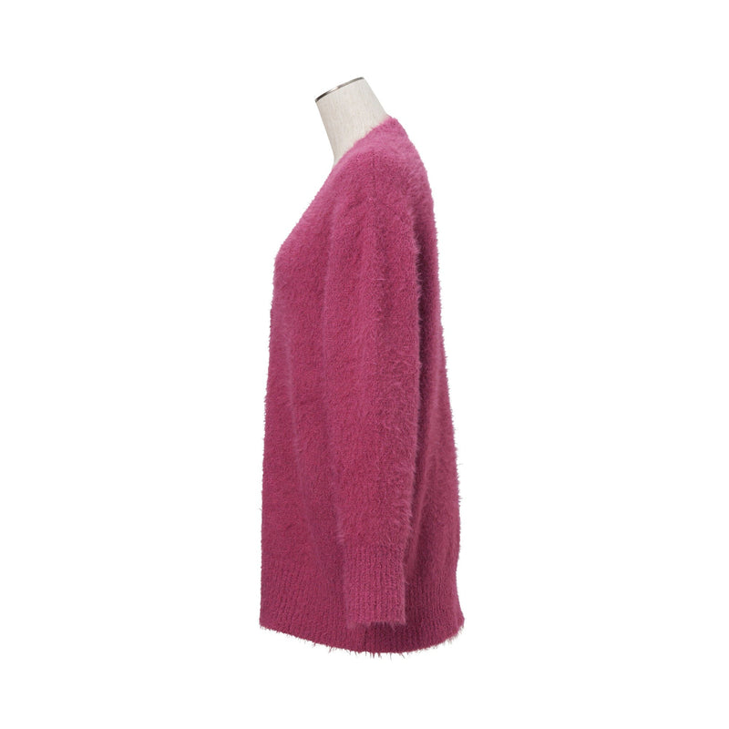 Feather Yarn Cardigan Dark Pink