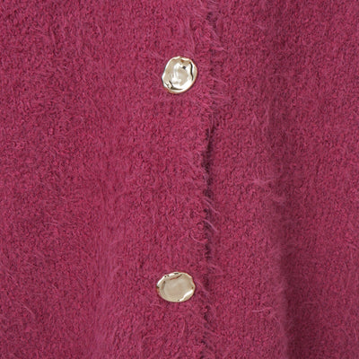 Feather Yarn Cardigan Dark Pink