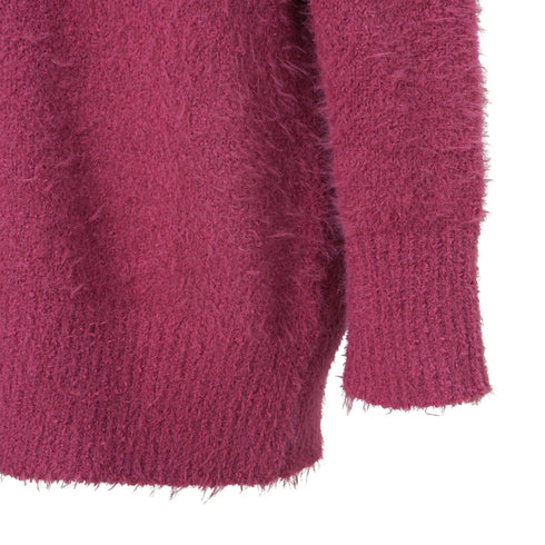 Feather Yarn Cardigan Dark Pink