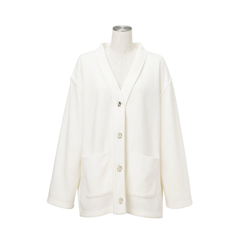 Cut Pile Cardigan Ivory