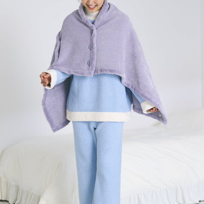 Reversible Warm Fleece 4-Way Poncho Small Gray