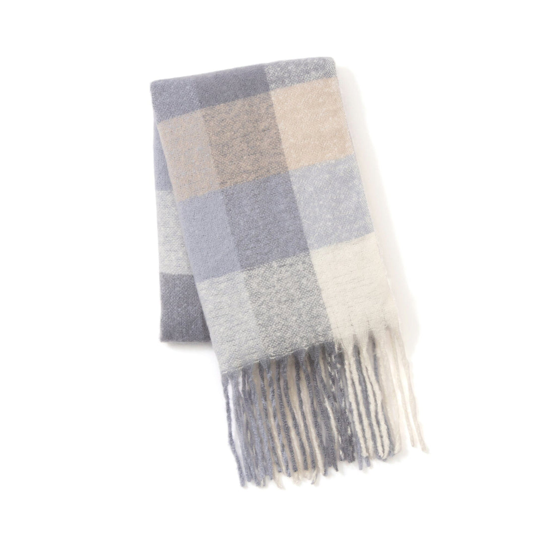 Mohair Like Check Muffler Light Blue – Francfranc Hong Kong