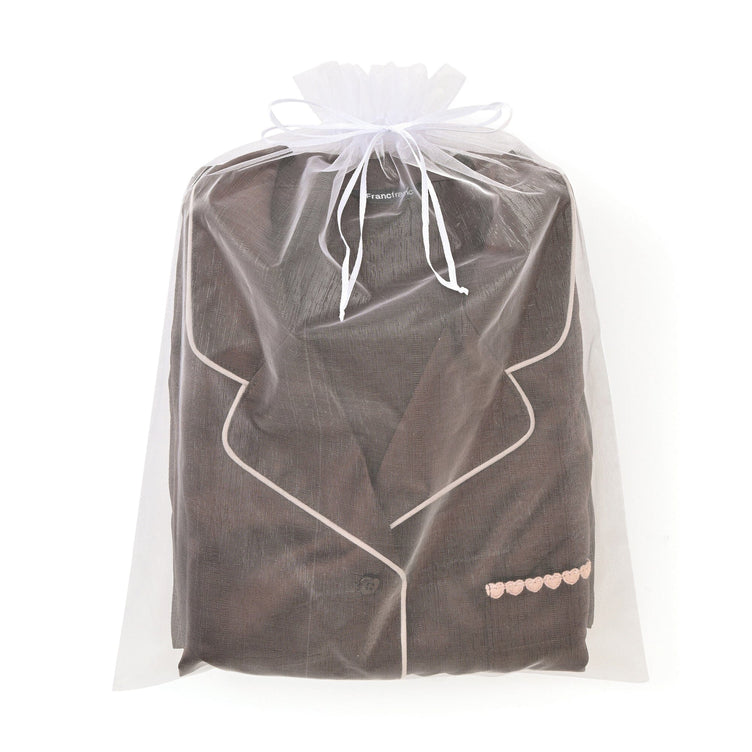 Heart Line Satin Pajamas Brown