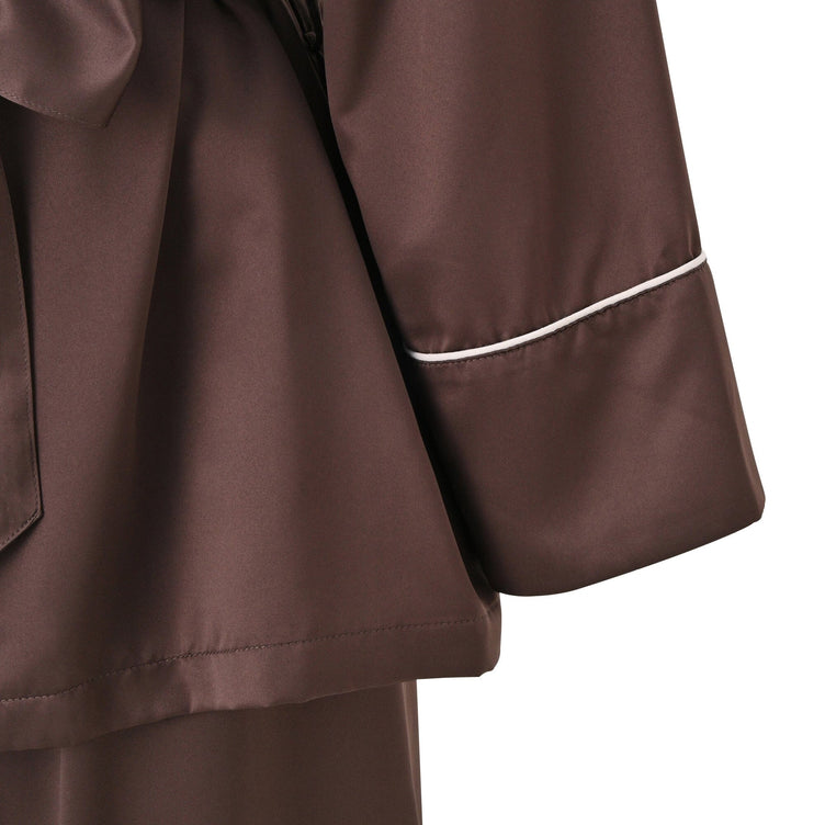 Heart Line Satin Pajamas Brown