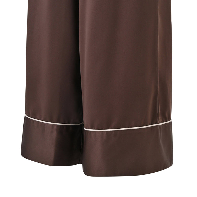 Heart Line Satin Pajamas Brown