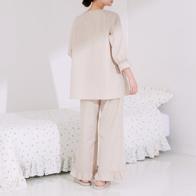Moist Cotton Pajamas Light Beige