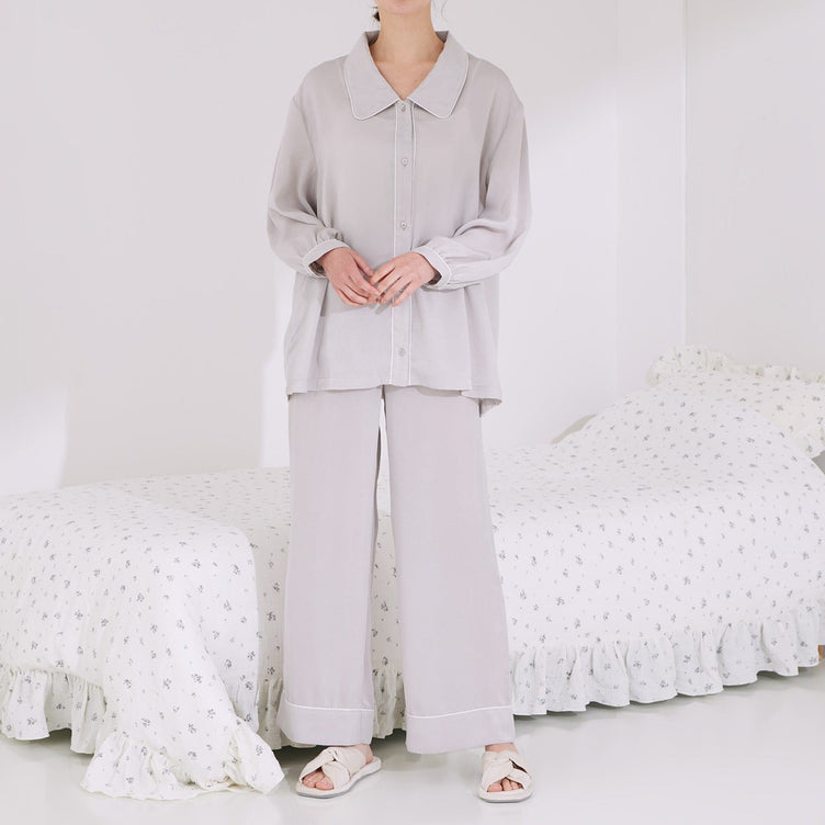 Temperature Control Satin Pajamas In Light Gray