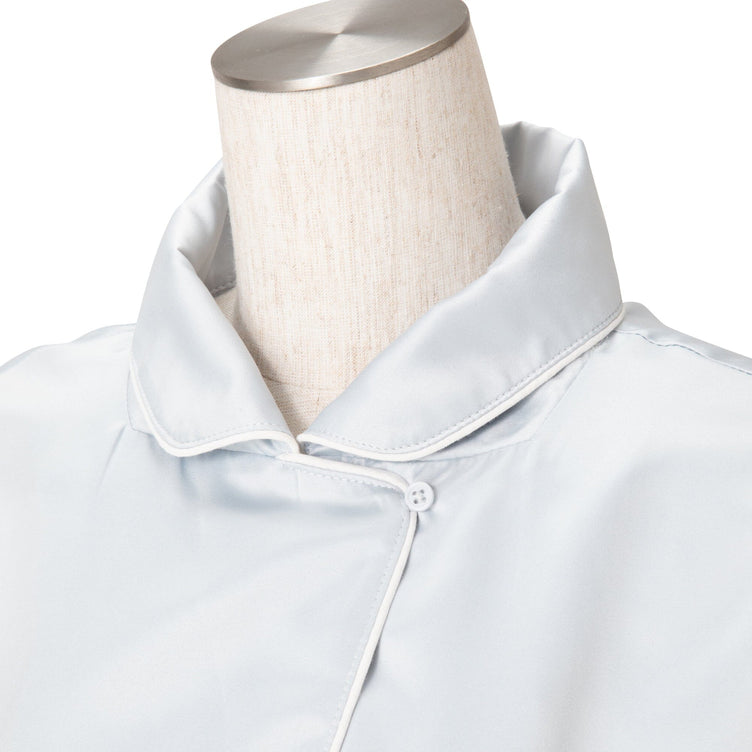 Hyaluronic Acid-Processed Short-Sleeve Shorts Pajamas With Embroidered Logo Light Blue
