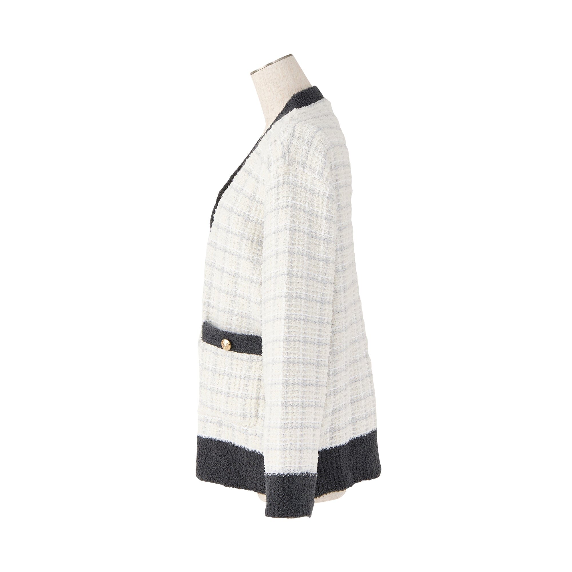 Tweed Pattern Cardigan Ivory