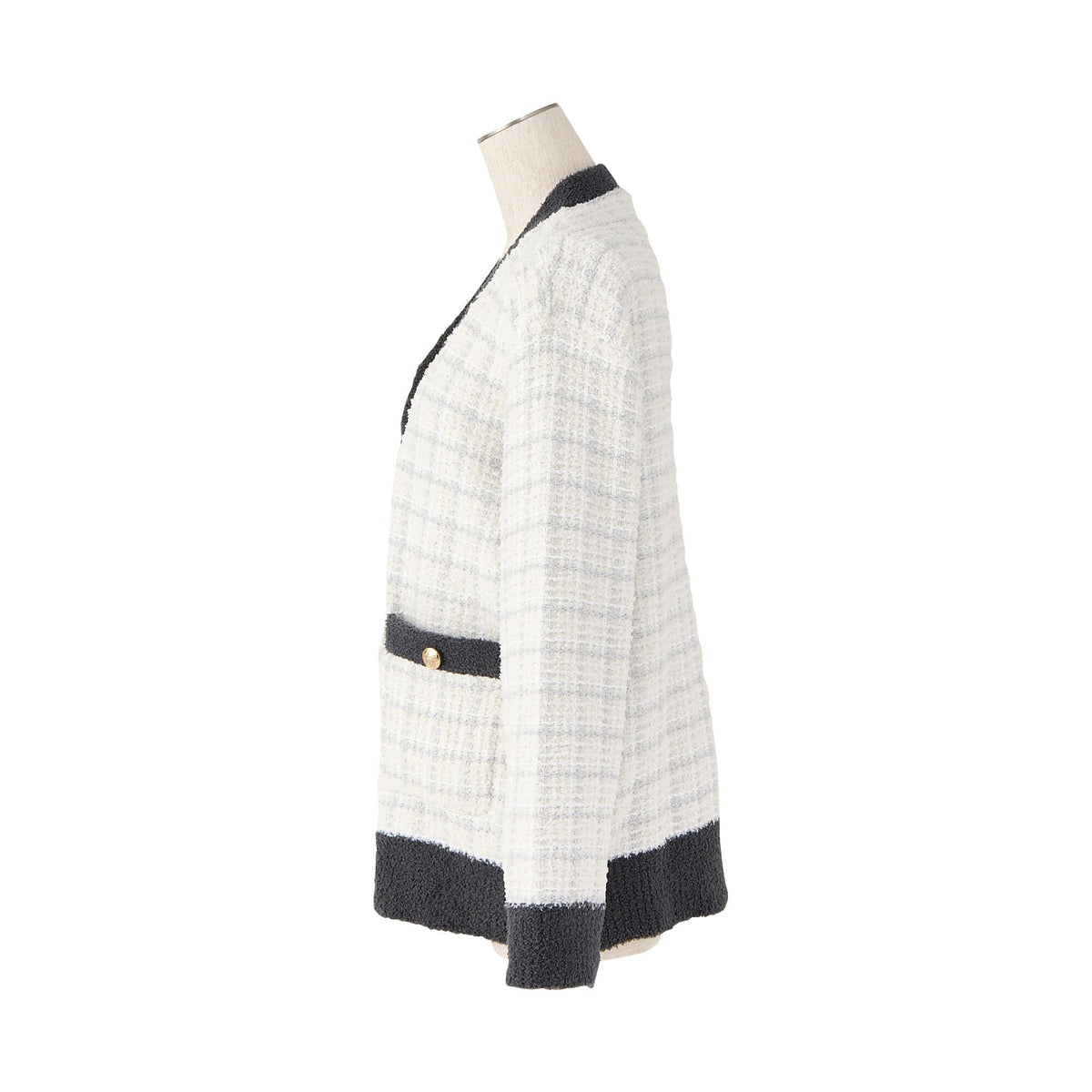 Tweed Pattern Cardigan Ivory