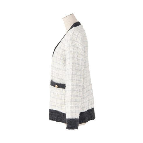 Tweed Pattern Cardigan Ivory