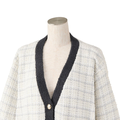 Tweed Pattern Cardigan Ivory