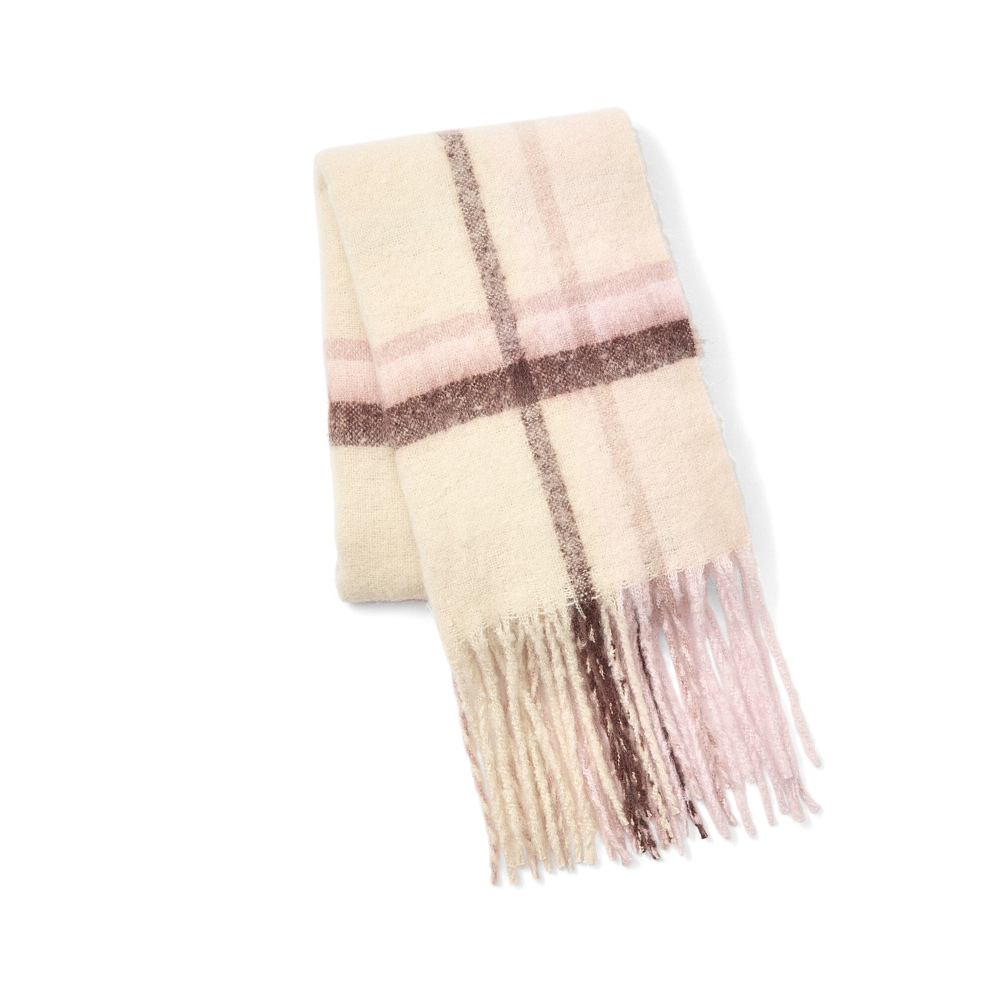Mohair Like Check Muffler Pink