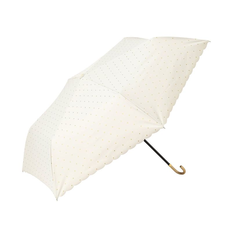 Dot Glitter Heat Cut Folding Umbrella 50Cm White (For Both Sunny And Rainy Days)