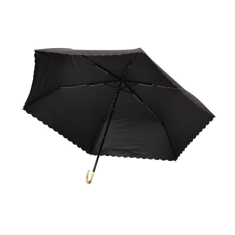 Dot Glitter Heat Cut Folding Umbrella 50Cm Black (For Both Sunny And Rainy Days)