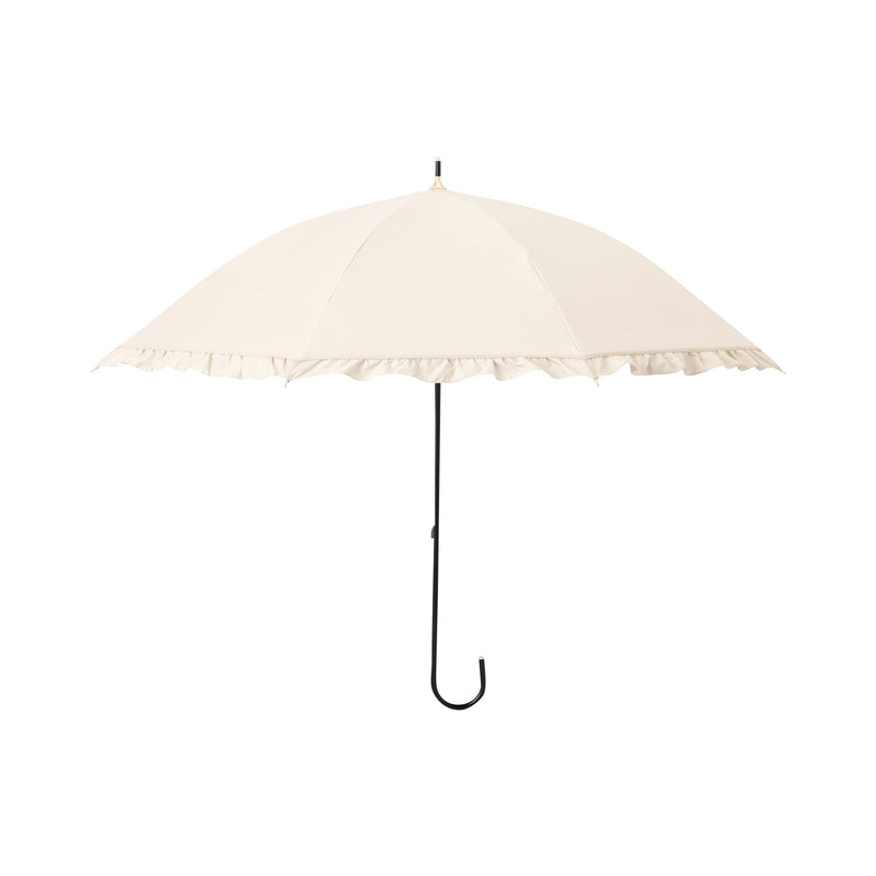Classic Frill Long Umbrella 50Cm Beige (For Both Sunny And Rainy Days)