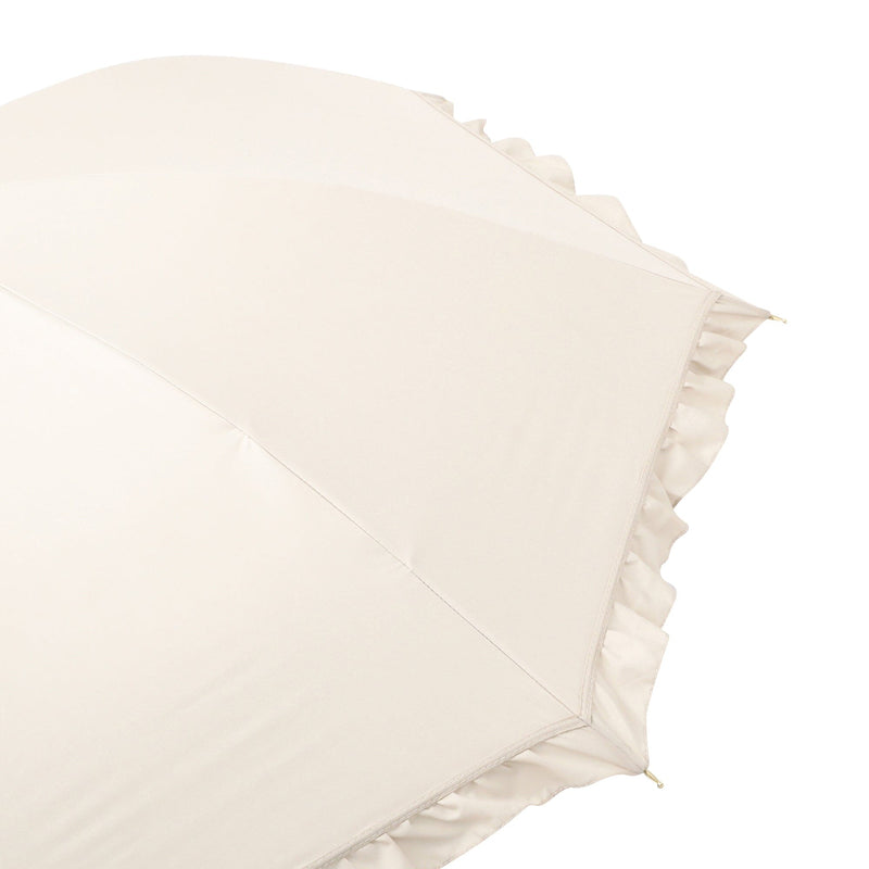 Classic Frill Long Umbrella 50Cm Beige (For Both Sunny And Rainy Days)