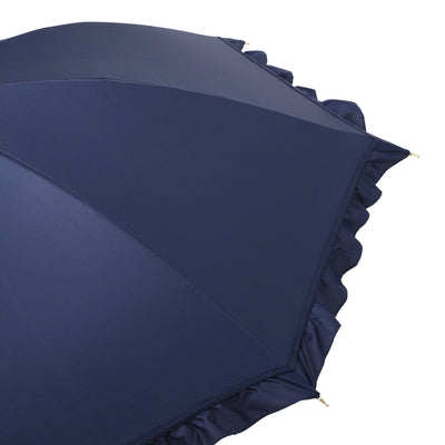 Classic Frill Long Umbrella 50Cm Navy (For Both Sunny And Rainy Days)