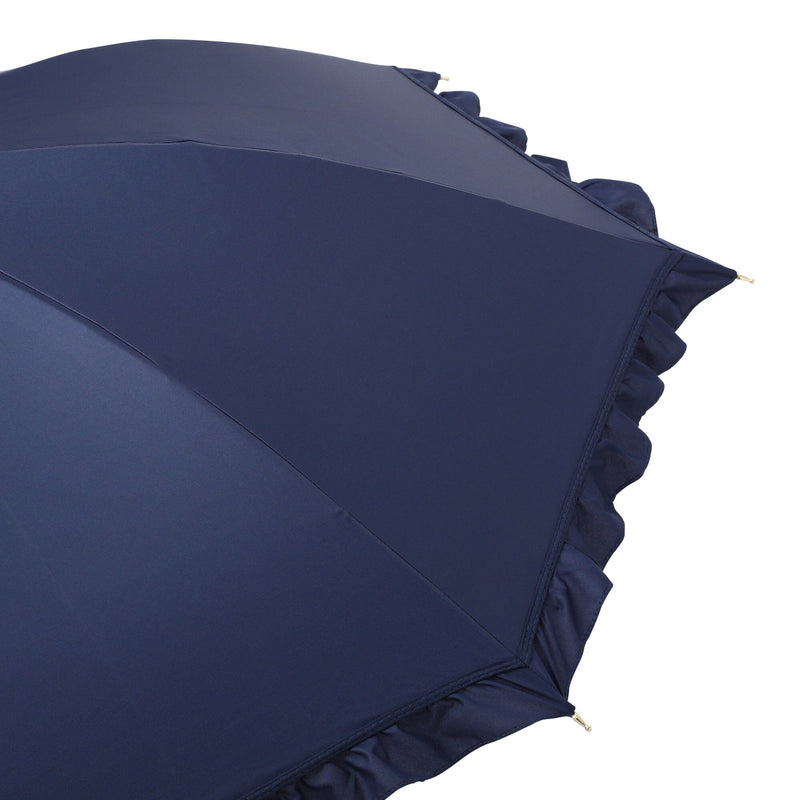 Classic Frill Long Umbrella 50Cm Navy (For Both Sunny And Rainy Days)