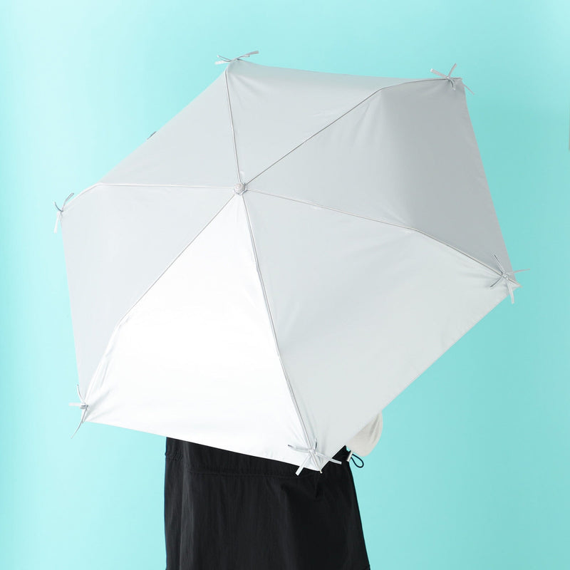 Ribbon Folding Umbrella 50CM  (For Both Sunny And Rainy Days) Silver