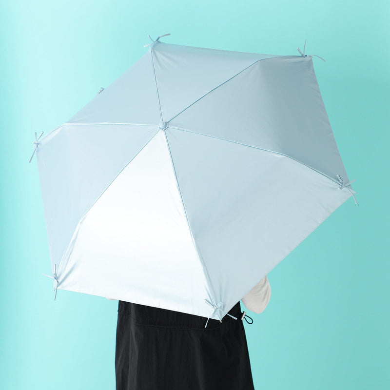 Ribbon Folding Umbrella 50CM  (For Both Sunny And Rainy Days) Light Blue