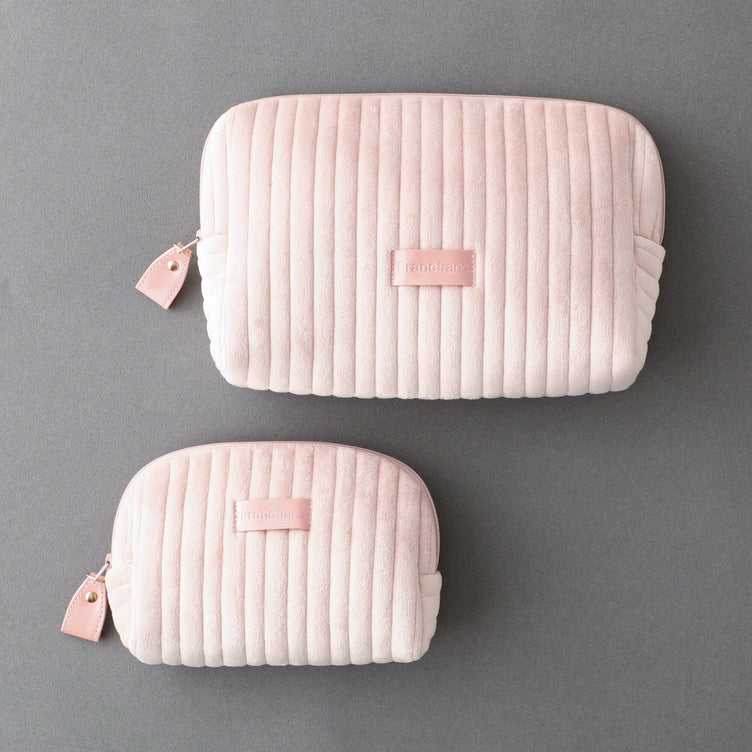 Stripe Quilt Pouch L  Pink