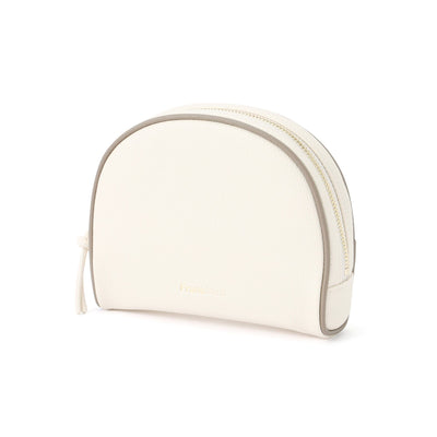 Bicolor Round Pouch Ivory