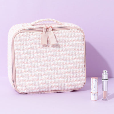 Tweed Vanity Makeup Bag Pink