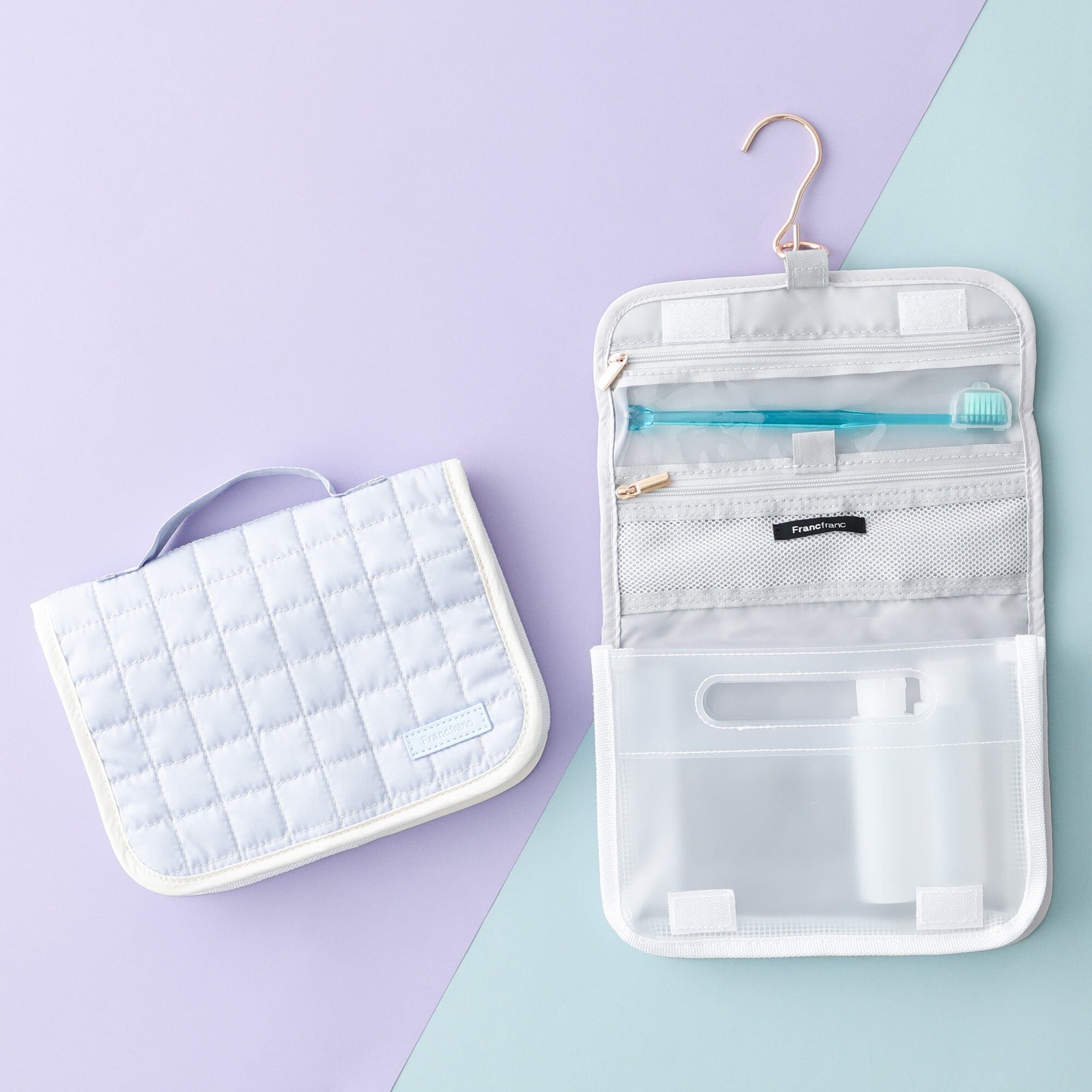 Pop Stitch Quilt Hanging Pouch Medium Light Blue