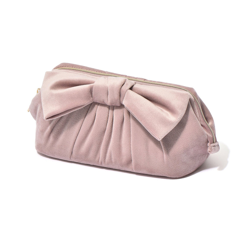 Velour Ribbon Wire Pouch Pink