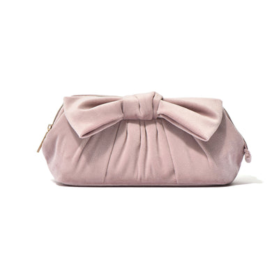 Velour Ribbon Wire Pouch Pink